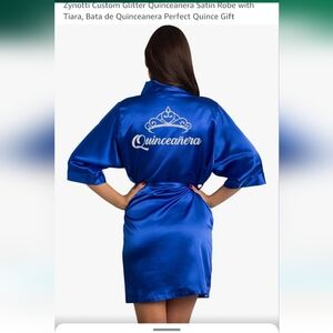 Satin robe quinceañera royal blue